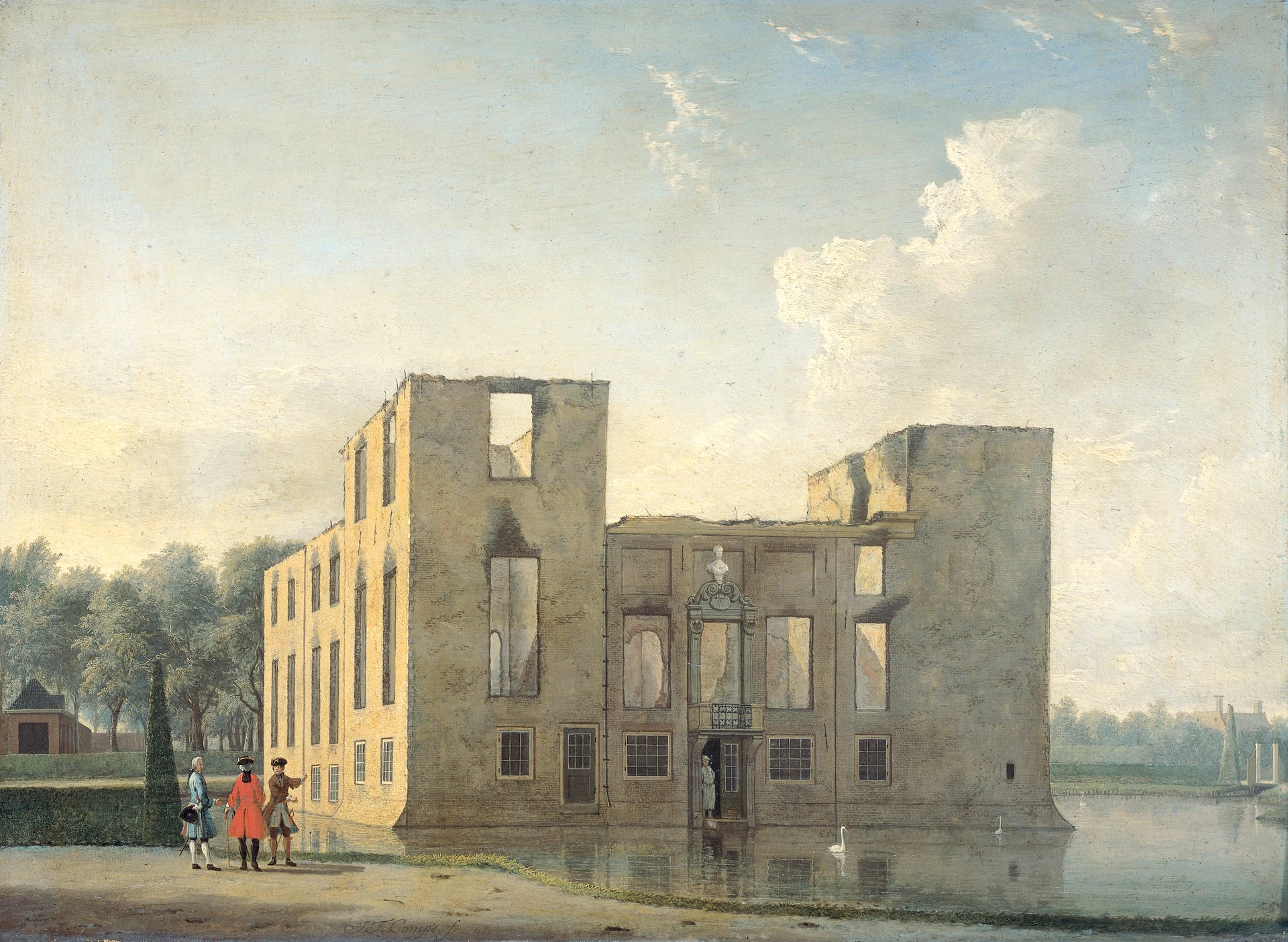 L'arrière du château de Berckenrode à Heemstede après l'incendie - Jan ten Compe