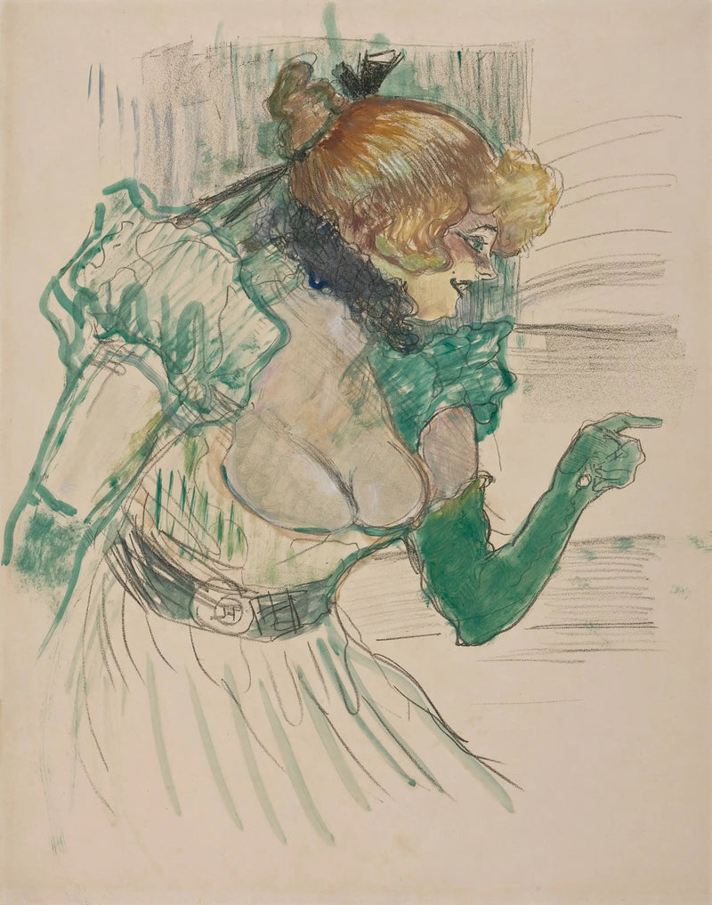 Künstlerin mit grünen Handschuhen - die Sängerin Dolly aus dem Café Star in Le Havre - Henri de Toulouse-Lautrec