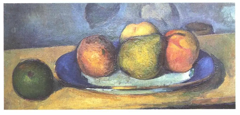 Teller mit blauem Rand und Früchten - Paul Cézanne