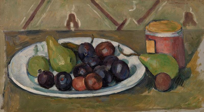 Teller mit Früchten und Einmachglas - Paul Cézanne