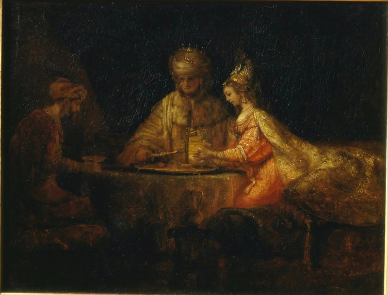 Assuerus und Haman beim Festmahl von Esther - Rembrandt