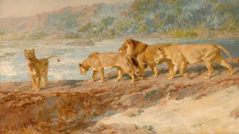 Am Ufer eines afrikanischen Flusses - Briton Rivière