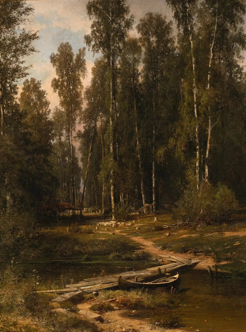 Am Ufer eines Baumgartens (Brücke zu einer Forstwirtschaftsstelle) - Ivan Chichkine