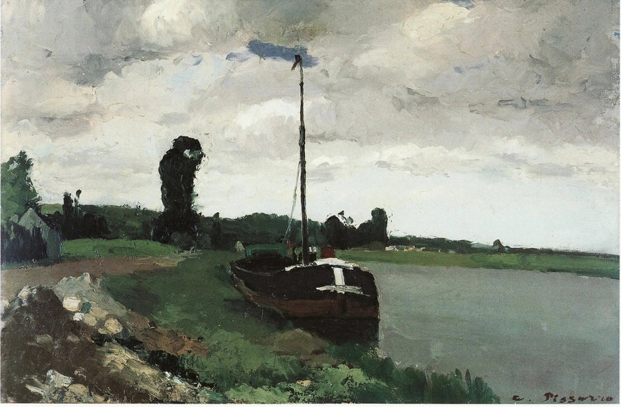 Am Ufer des Flusses, Pontoise - Camille Pissarro