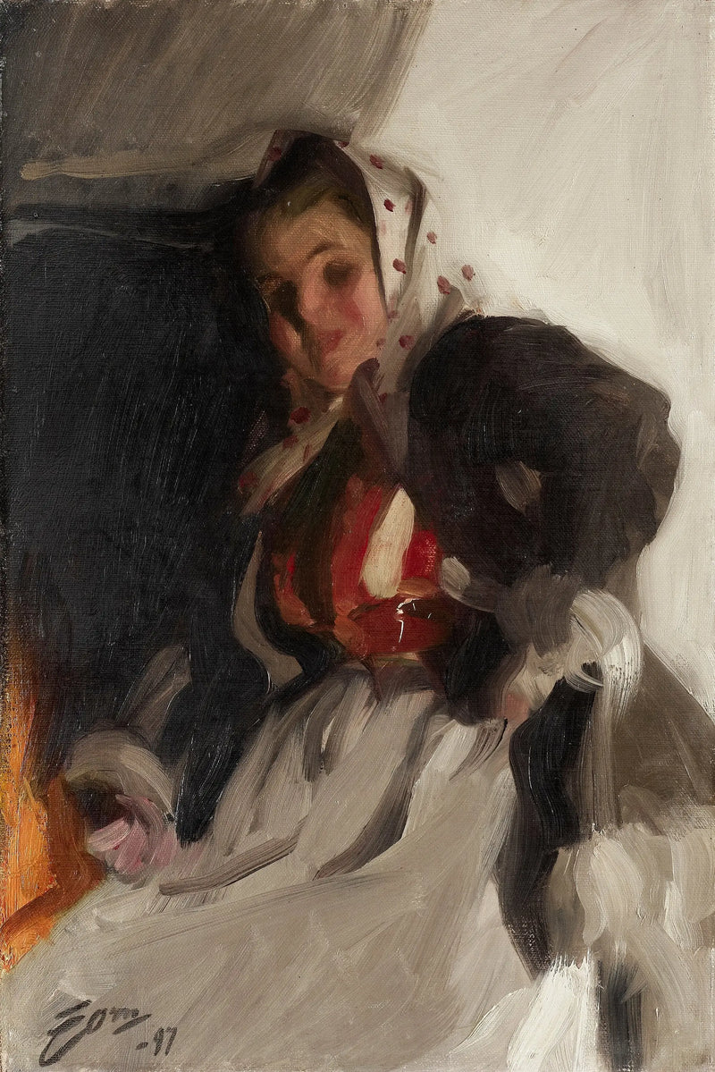 Am Kaminfeuer - Anders Zorn