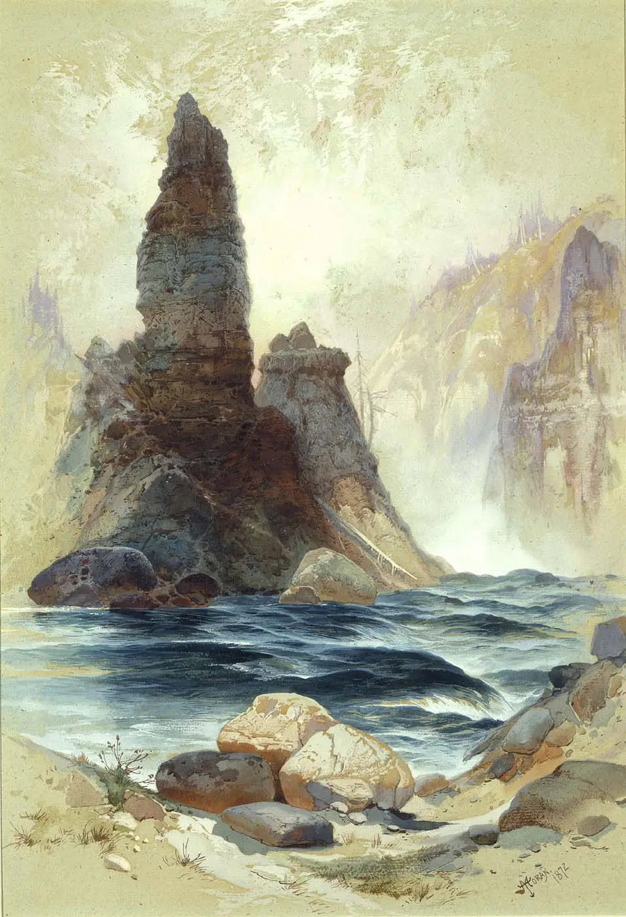 Über den Wasserfällen Tower, Yellowstone - Thomas Moran