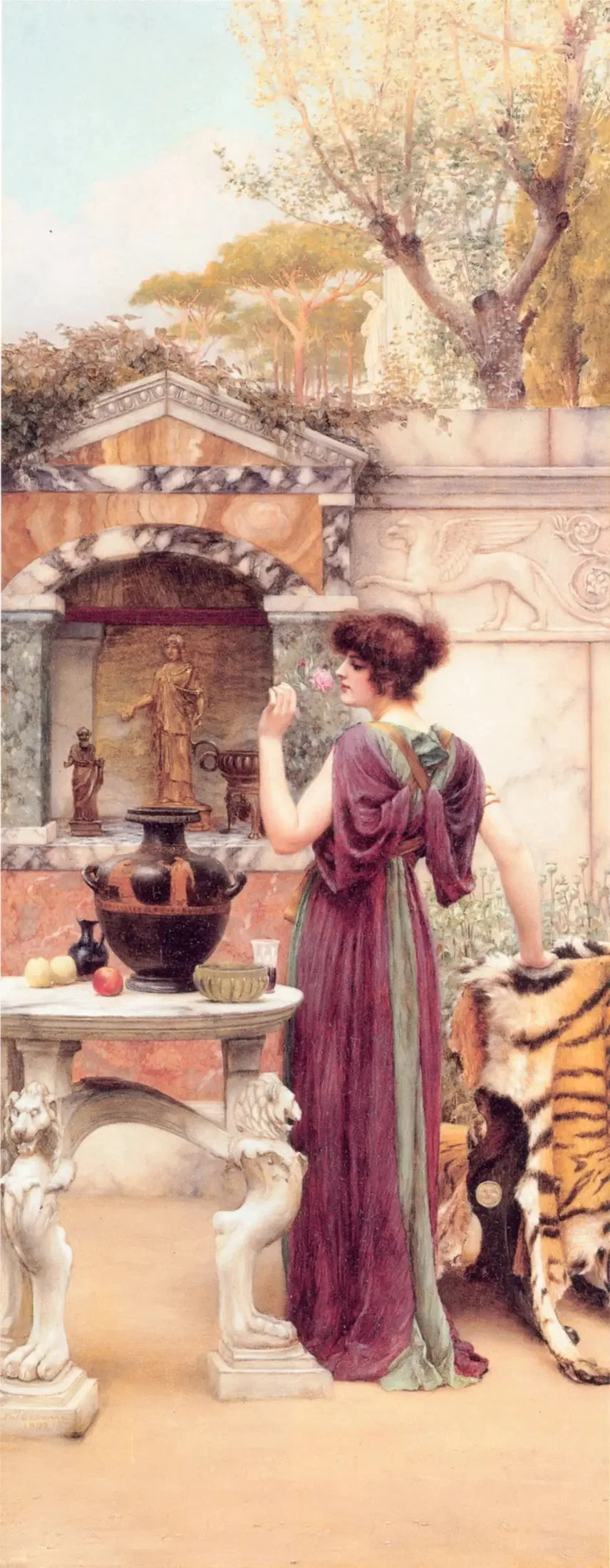 Au Jardin Sanctuaire, Pompéi - John William Godward image 1 copie de tableau peinte à la main