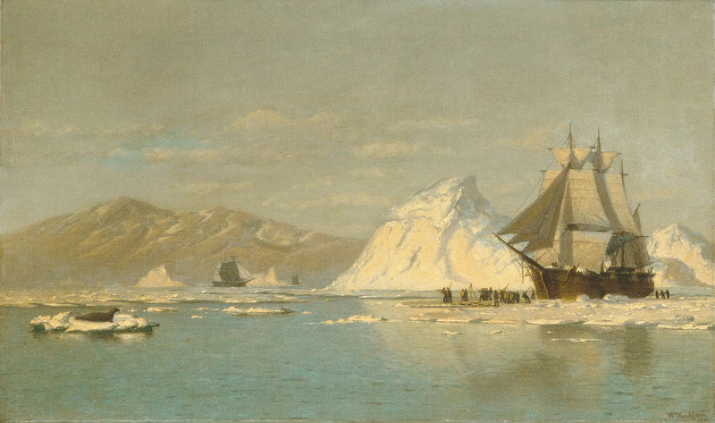 Off the coast of Greenland — Wale in der Suche nach Freiwasser - William Bradford