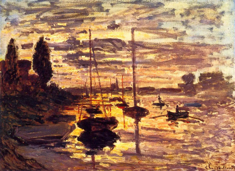In Petit-Gennevilliers, Sonnenuntergang - Claude Monet