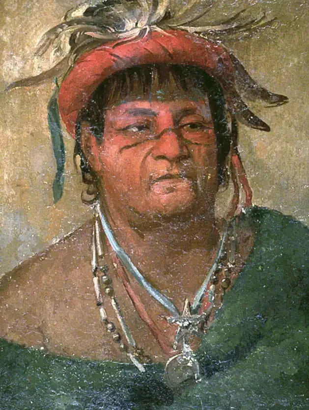Aúh-ka-nah-paw-wáh, Erde im Stehen, ein alter und tapferer Krieger - George Catlin