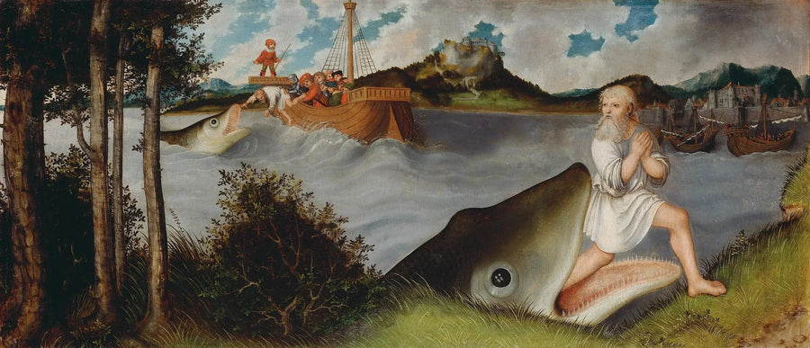 Autel der Madeleine: Jonas und der Wal [prédelle] - Lucas Cranach der Ältere
