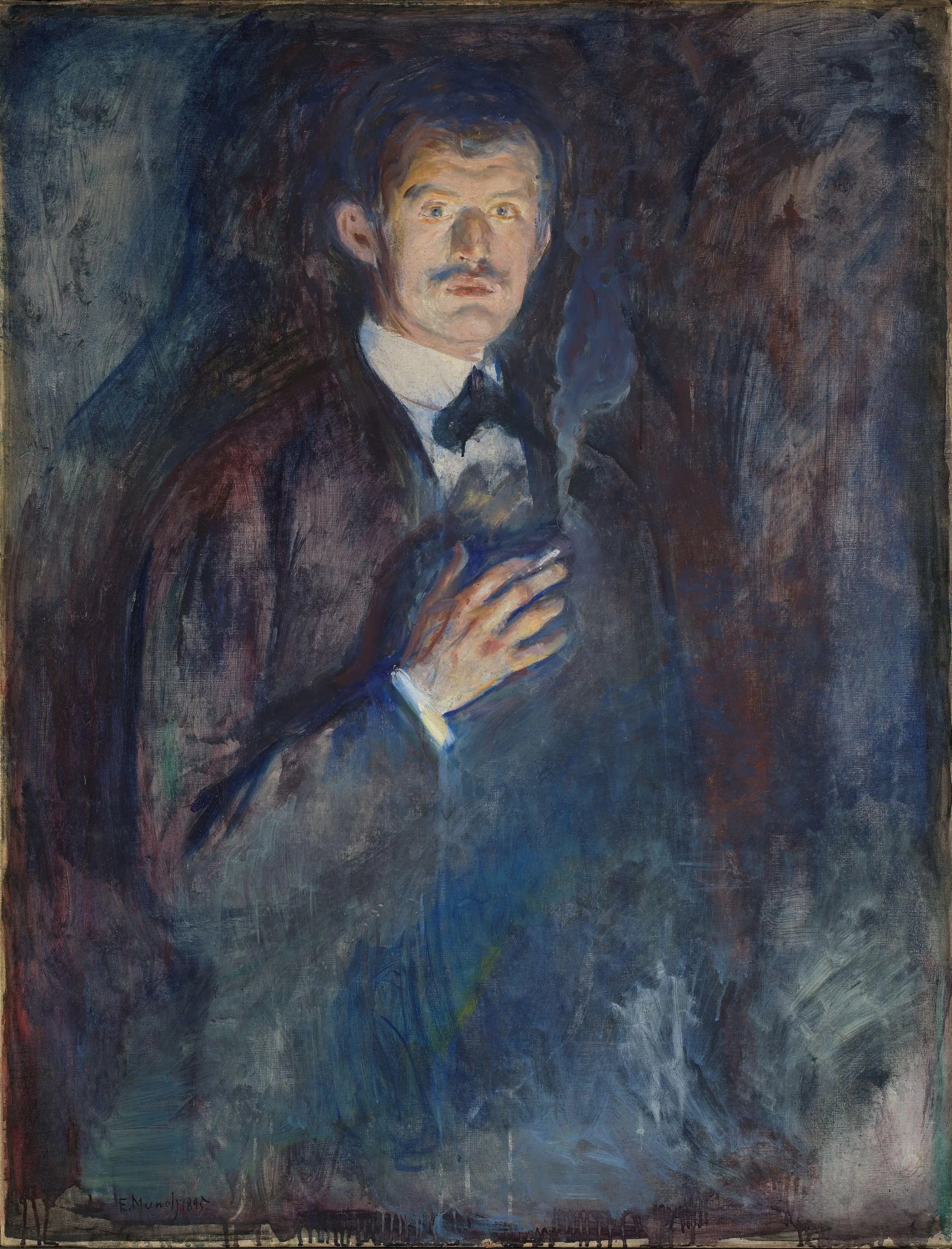 Autoportrait à la cigarette - Edvard Munch image 1 reproduction d’œuvre d’art à l’huile