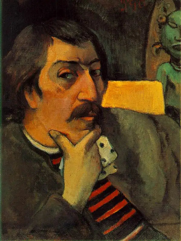 Selbstporträt mit Idol - Paul Gauguin