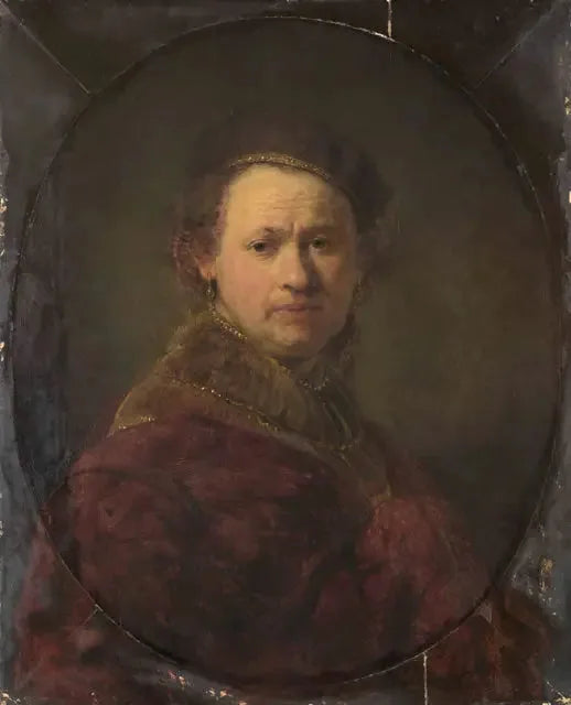 Selbstporträt mit Barett und rotem Mantel - Rembrandt