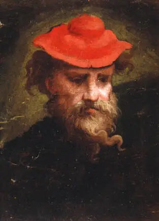 Selbstporträt mit rotem Hut - Parmigianino