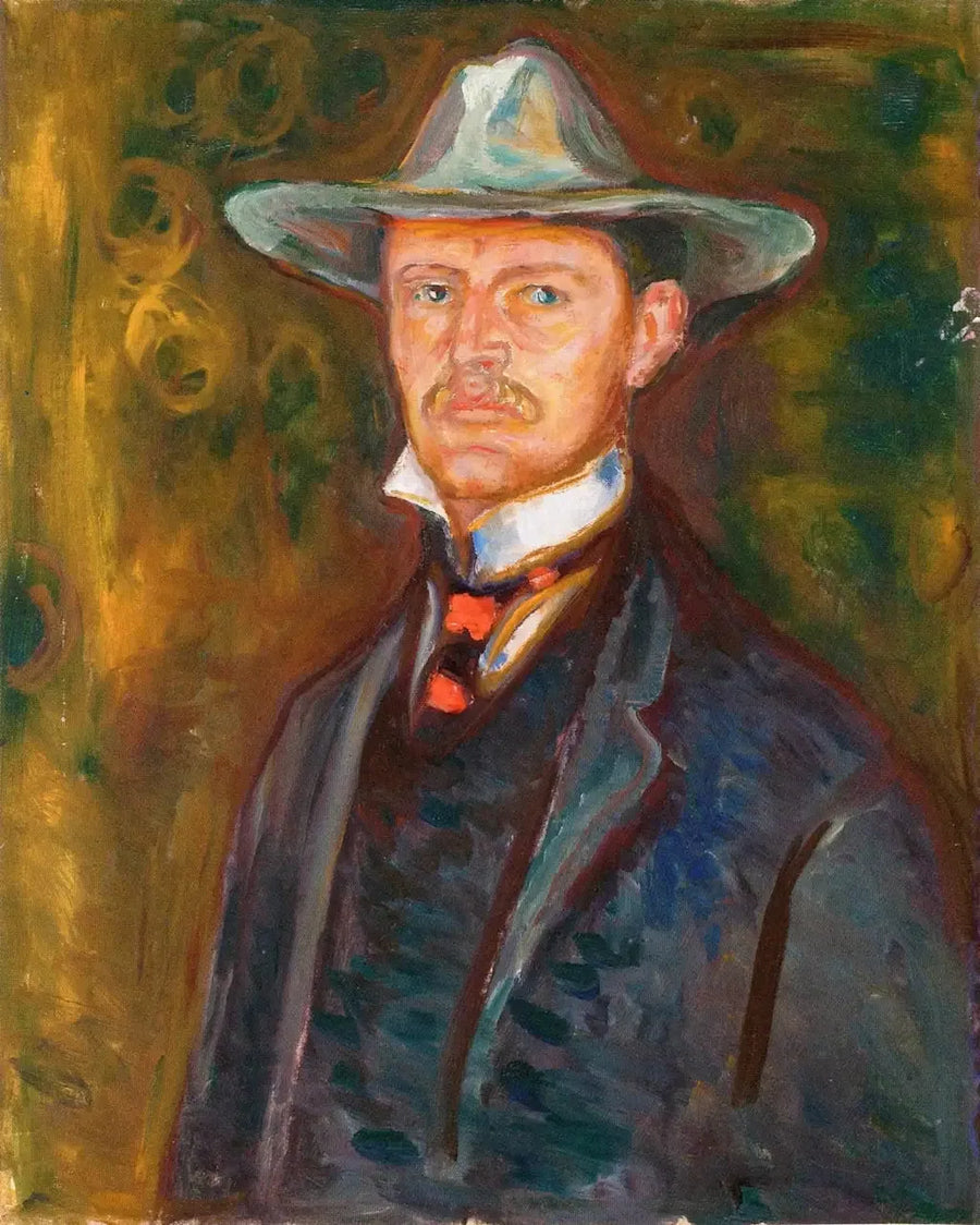 Selbstporträt mit breitrandigem Hut - Edvard Munch