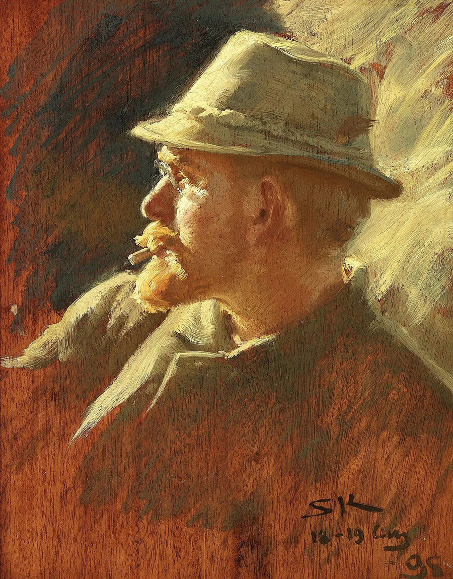 Selbstporträt mit leichtem Filzhut. - Peder Severin Krøyer