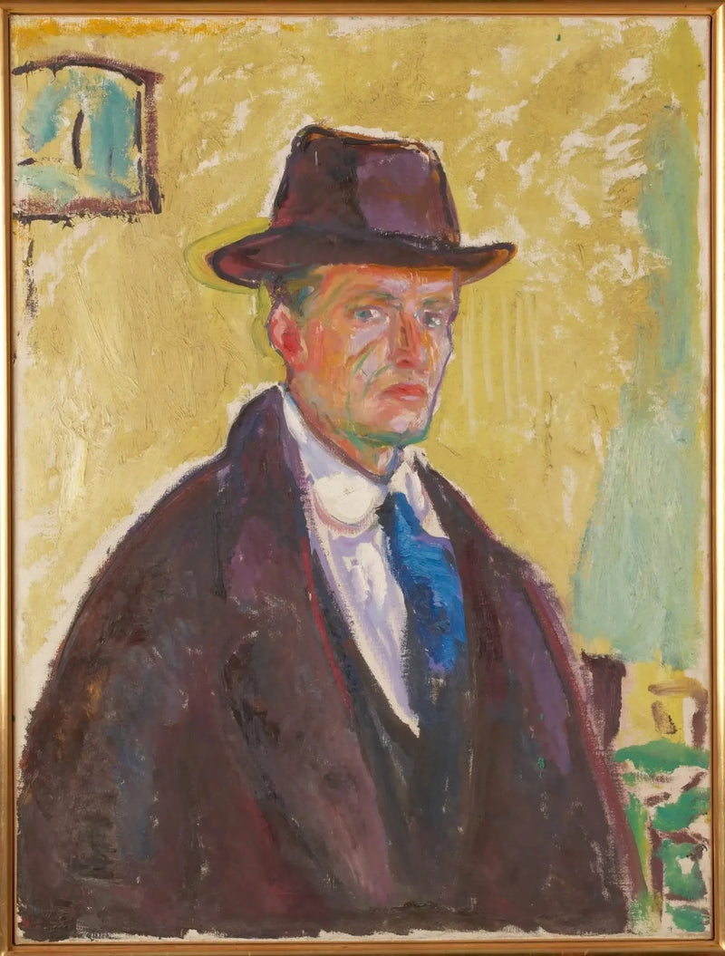 Selbstporträt mit Hut und Mantel - Edvard Munch