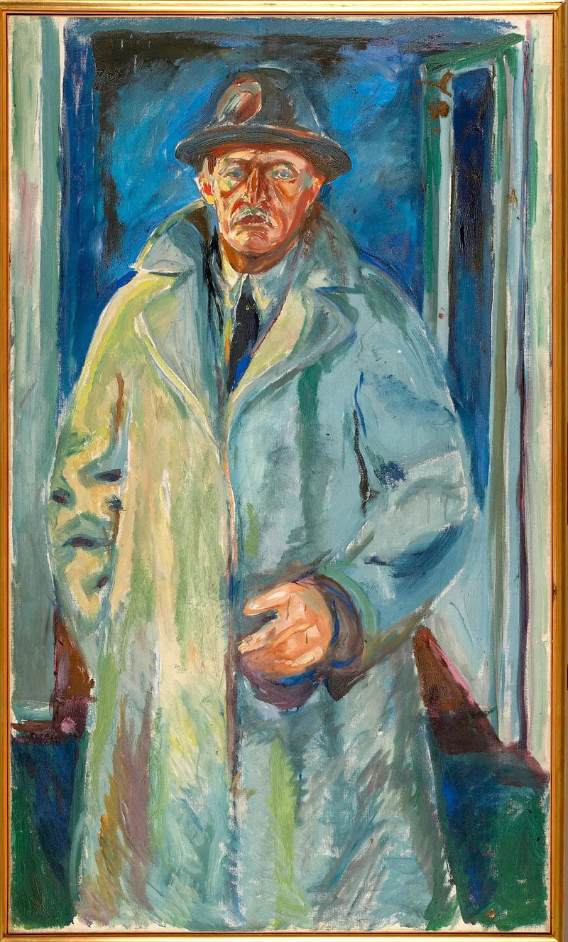 Selbstporträt mit Hut und Mantel - Edvard Munch
