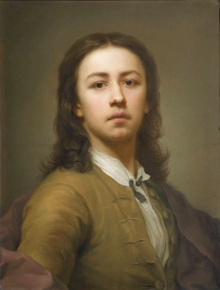 Selbstporträt mit rotem Mantel - Anton Raphael Mengs