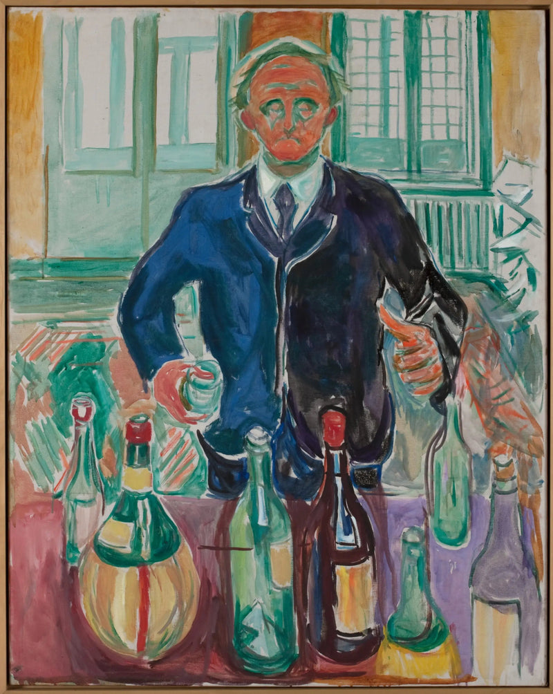 Selbstporträt mit Flaschen - Edvard Munch