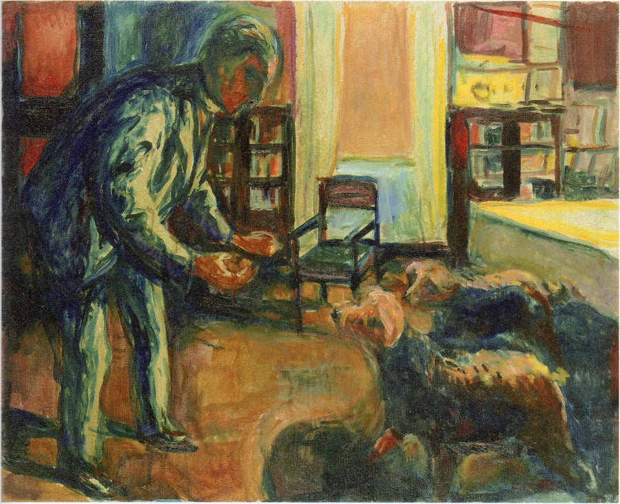 Selbstporträt mit Hunden - Edvard Munch