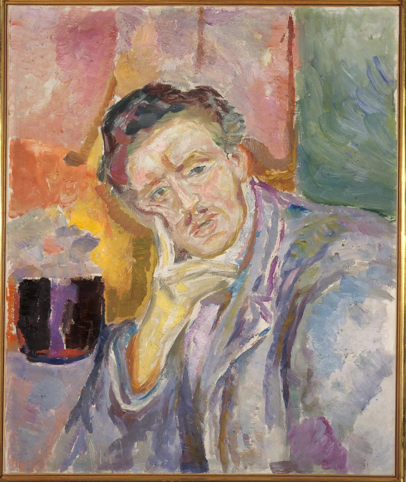 Selbstporträt mit Händen unter den Wangen - Edvard Munch