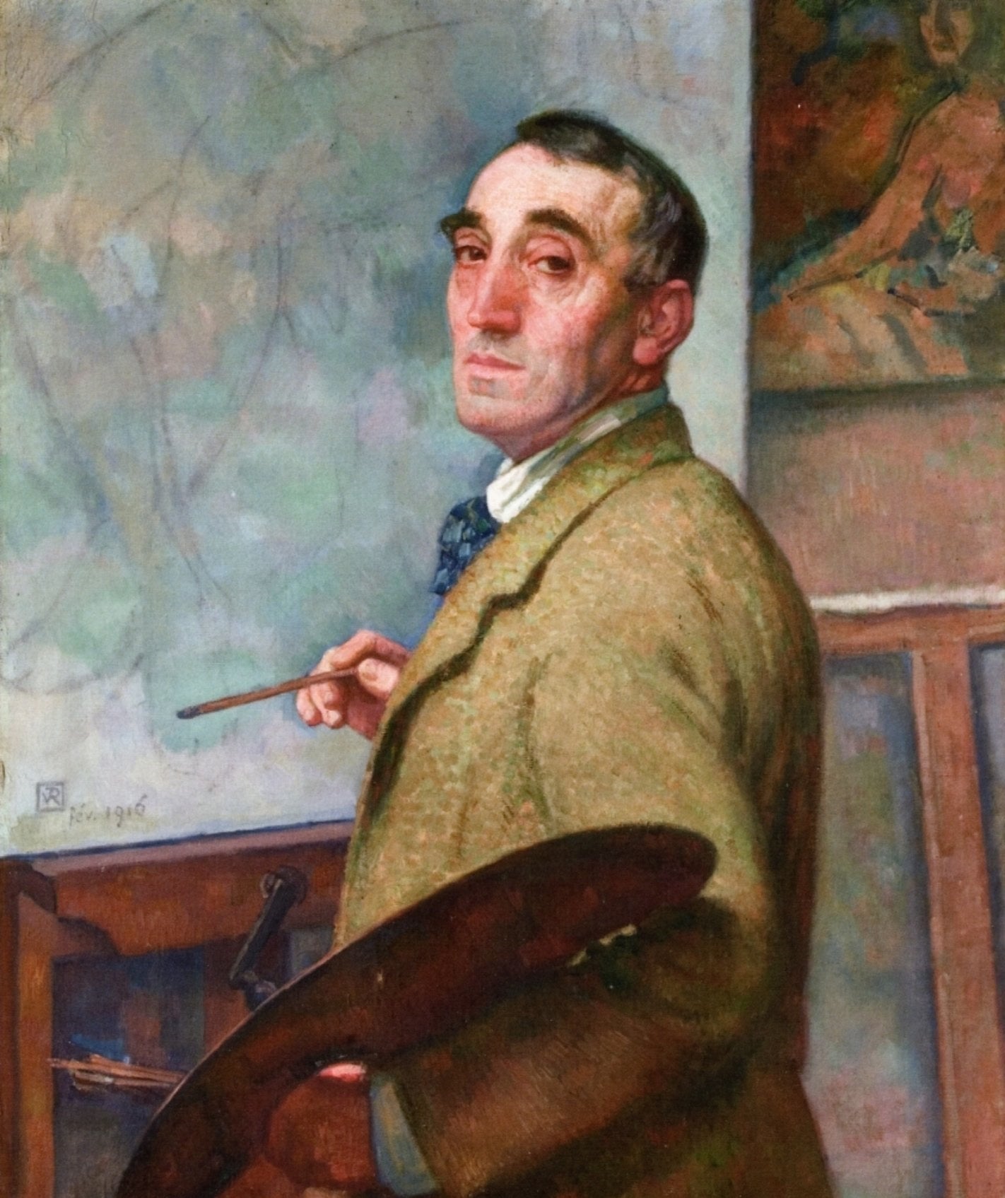 Autoportrait avec palette - Théo van Rysselberghe image 1 reproduction artisanale de tableau