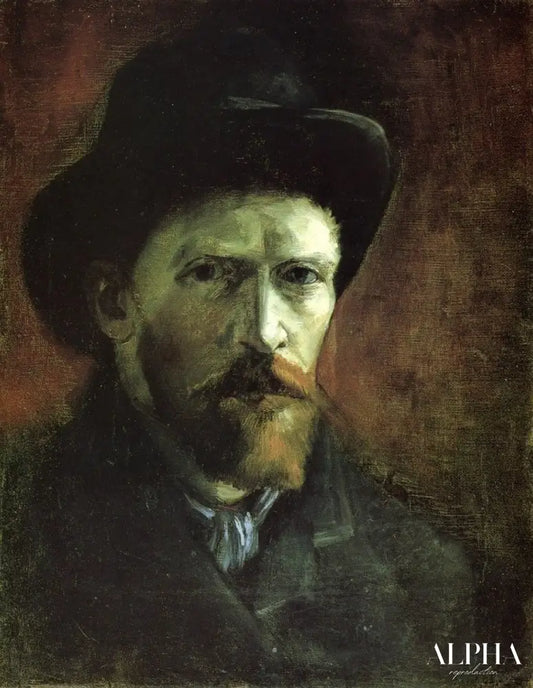 Autoportrait avec un chapeau de feutre foncé - Van Gogh - Reproductions de tableaux et peintures haut de gamme