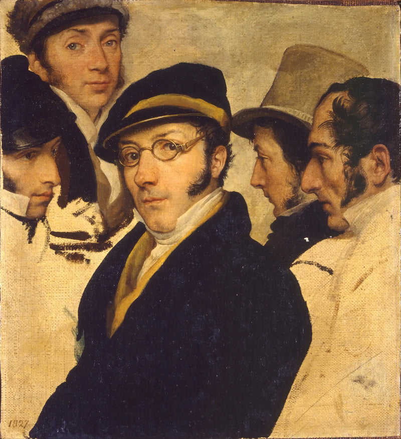 Selbstporträt mit einer Gruppe von Freunden - Francesco Hayez