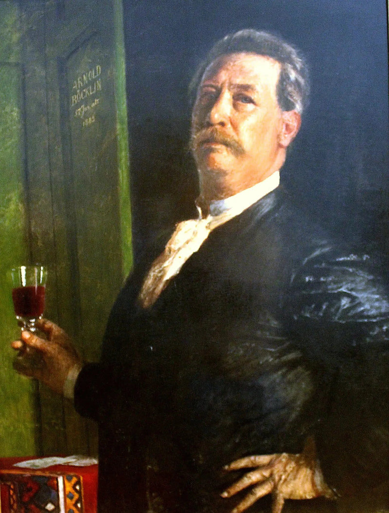 Selbstporträt mit einem Weinglas - Arnold Böcklin