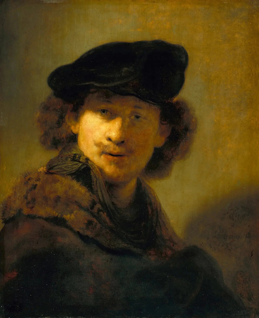 Selbstporträt mit Samtbarett - Rembrandt