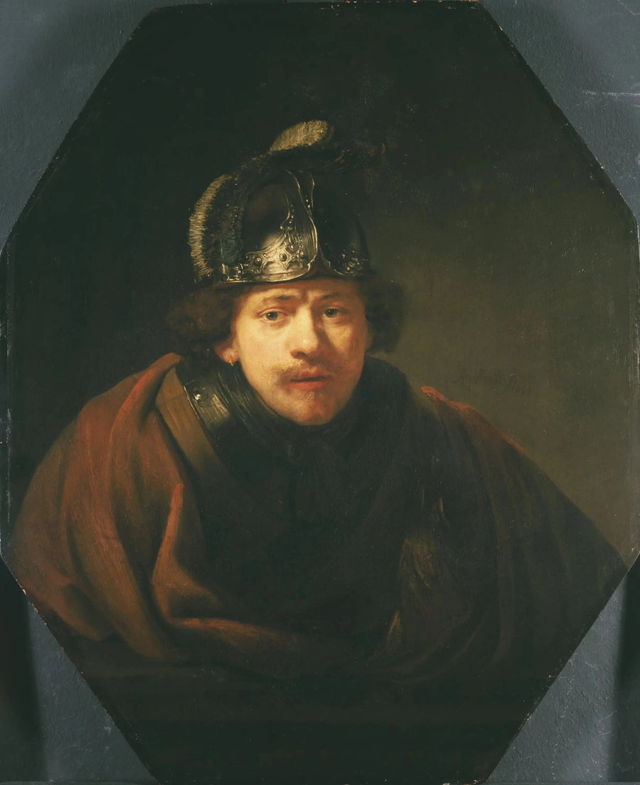 Selbstporträt mit Helm - Rembrandt