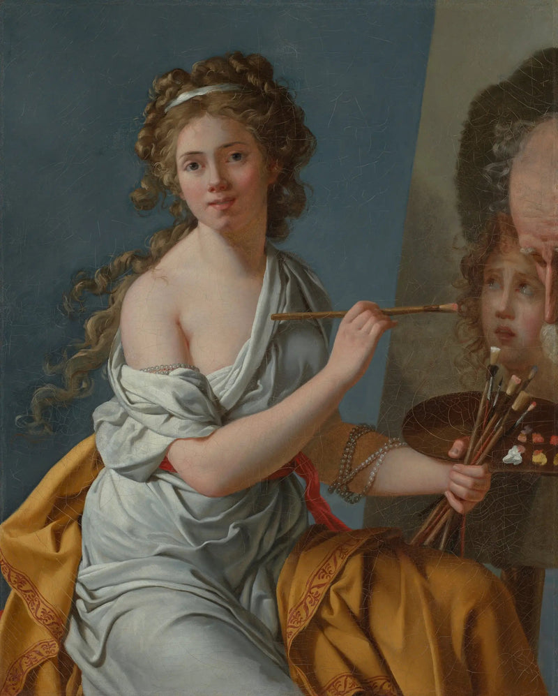 Selbstporträt, das den Bélisaire und das Kind in halber Figur von David kopiert - Marie-Guillemine Benoist