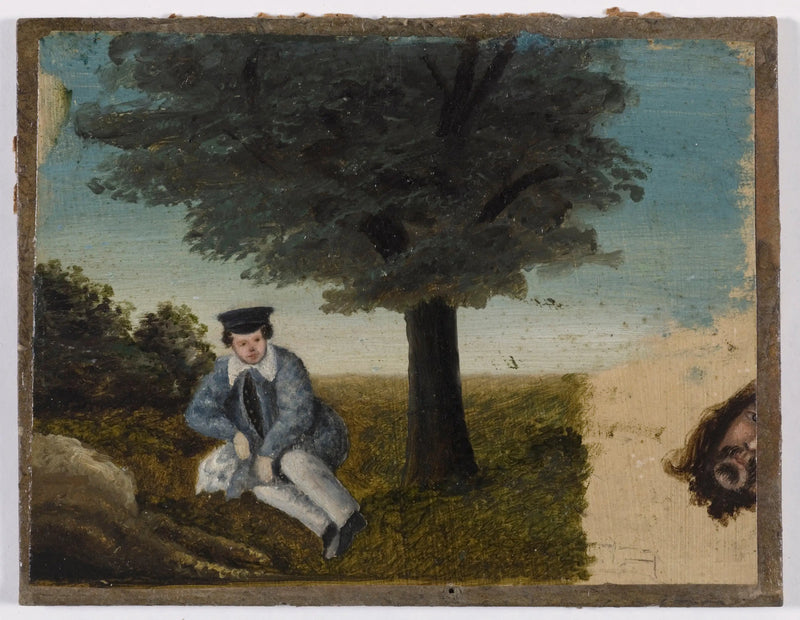Selbstporträt von Gustave Courbet im Alter von vier Jahren; Fragment eines bärtigen Kopfes - Gustave Courbet