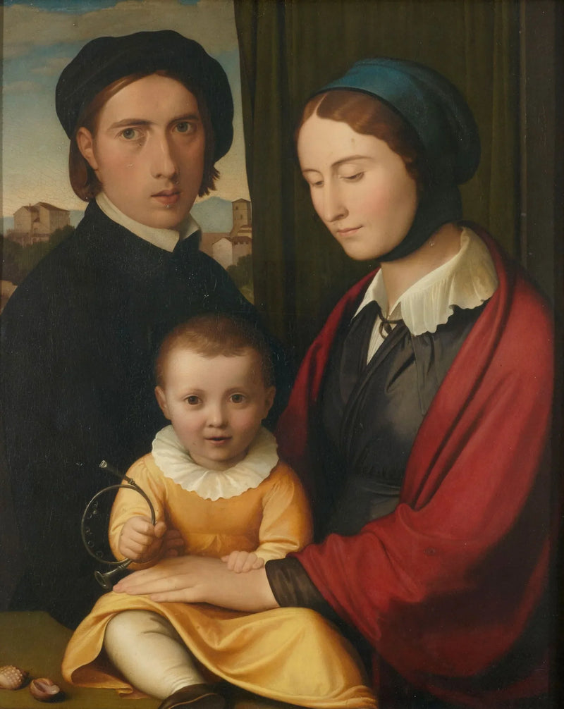 Selbstporträt des Künstlers mit seiner Frau und seinem Sohn Alfons - Johann Friedrich Overbeck
