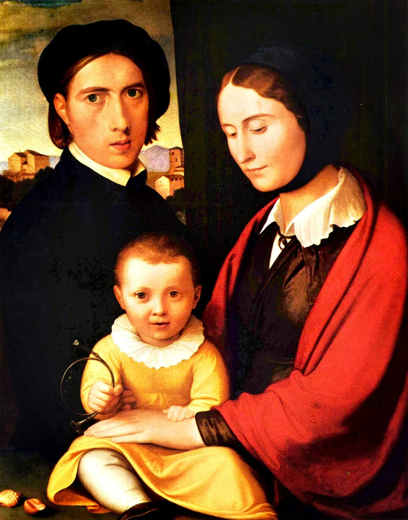 Selbstporträt des Künstlers mit seiner Frau und seinem Sohn Alfons - Johann Friedrich Overbeck