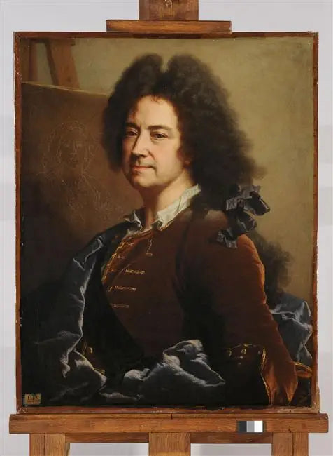 Selbstporträt vor der Skizze des Porträts von Maria Serra - Hyacinthe Rigaud