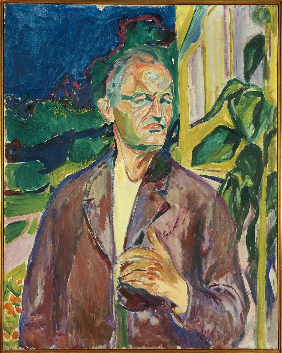 Selbstporträt vor der Wand des Hauses - Edvard Munch