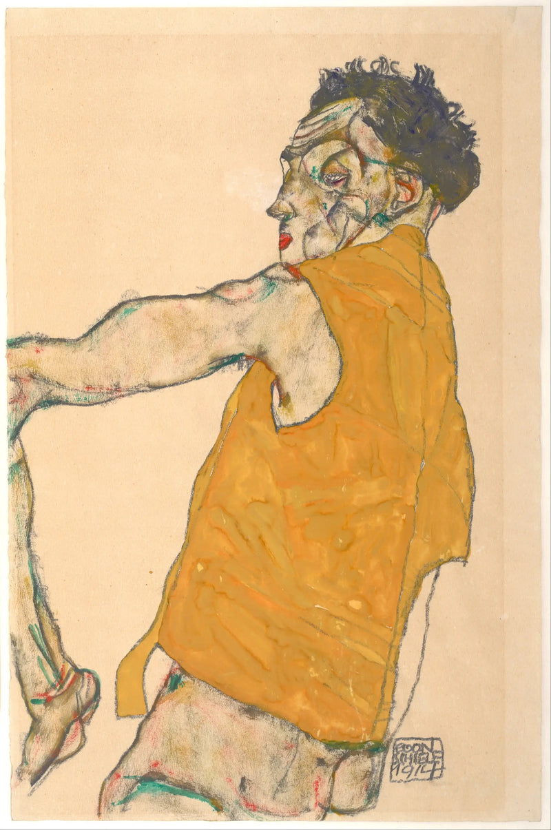 Selbstporträt im gelben Weste - Egon Schiele