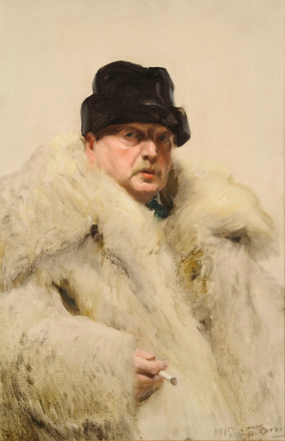 Autoportrait en peau de loup - Anders Zorn image 1 reproduction de peinture à l’huile