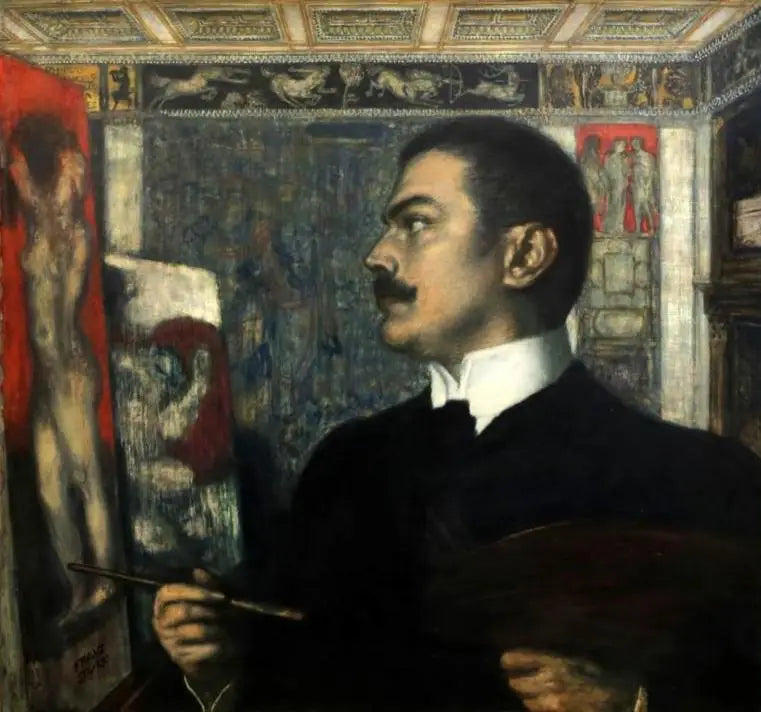 Selbstporträt im Atelier - Franz von Stuck