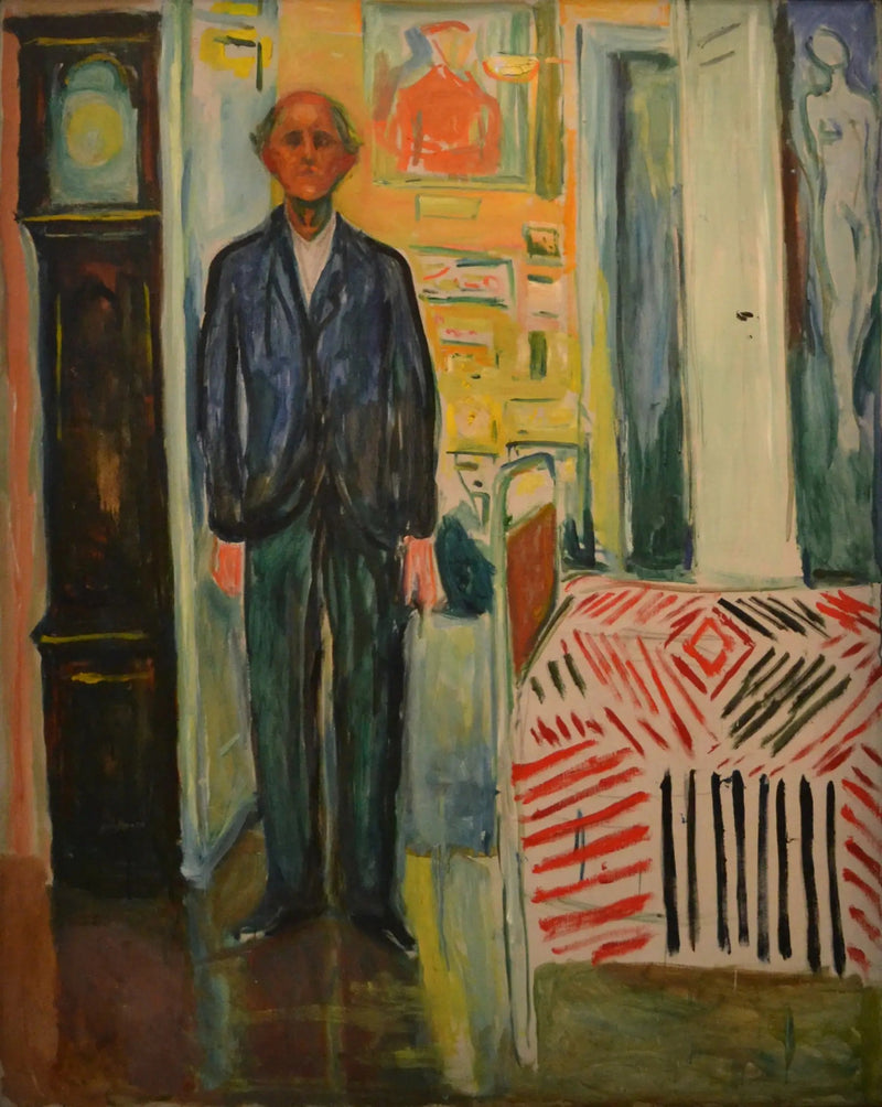 Selbstporträt. Zwischen der Uhr und dem Bett - Edvard Munch