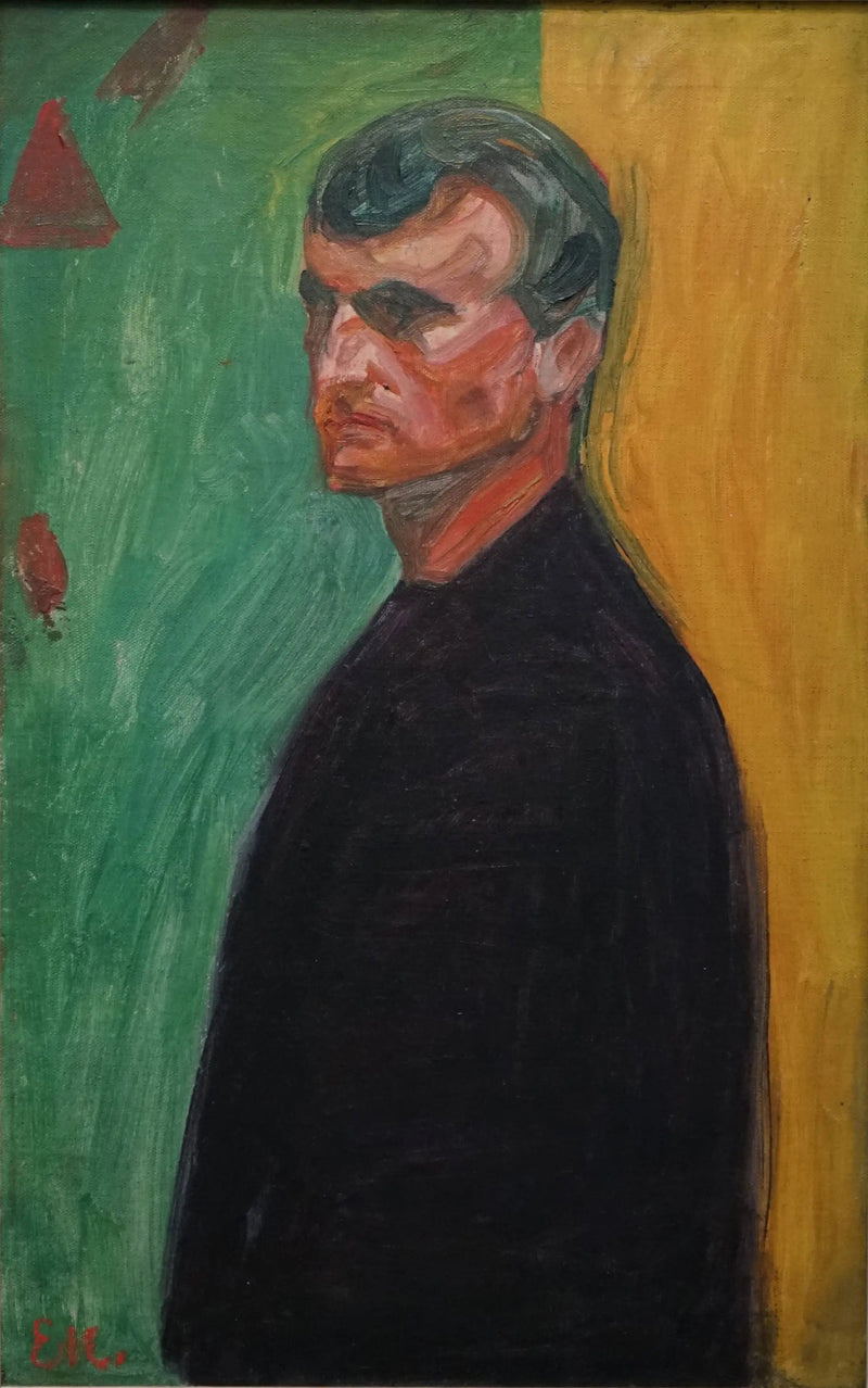 Selbstporträt auf zweifarbigem Hintergrund - Edvard Munch