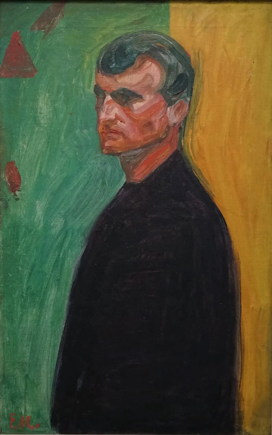 Selbstporträt auf zweifarbigem Hintergrund - Edvard Munch