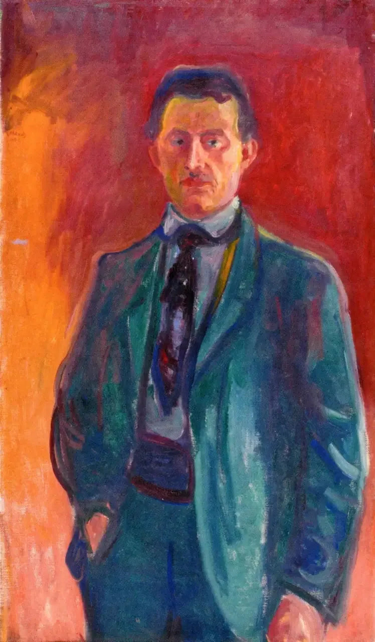 Autoportrait sur un fond rouge - Edvard Munch image 1 tableau peint à l’huile sur toile