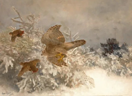 Rund um die Ringeltauben in einer Winterlandschaft - Bruno Liljefors