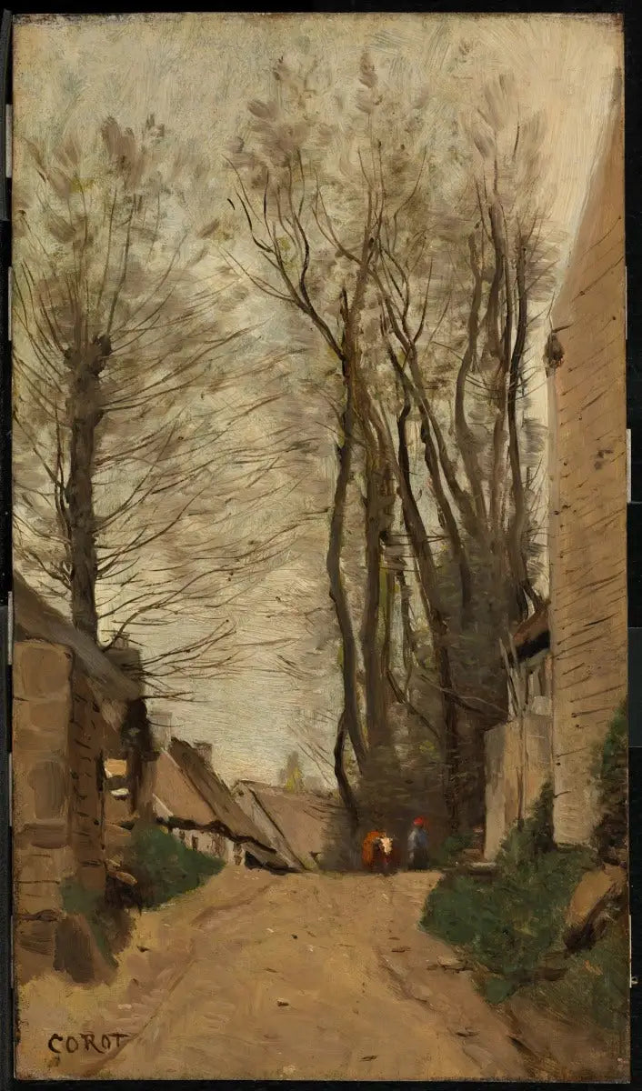 Auvers - Eine absteigende Straße - Jean-Baptiste Camille Corot