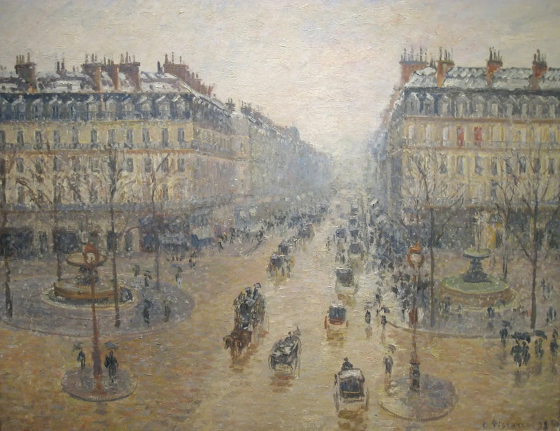 Avenue de l'Opéra, Schneeeffekt, am Morgen - Camille Pissarro