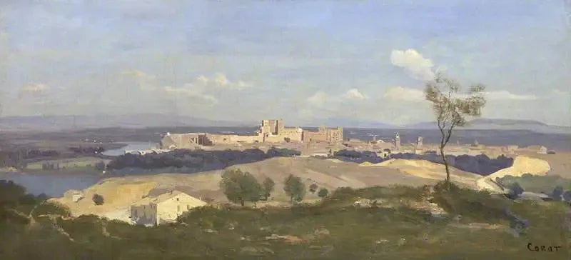 Avignon, vue de Viileneuve-lès-Avignon - Jean-Baptiste Camille Corot image 1 copie de tableau peinte à la main
